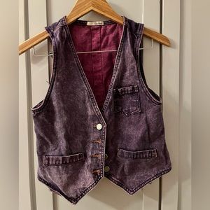 Purple denim vest